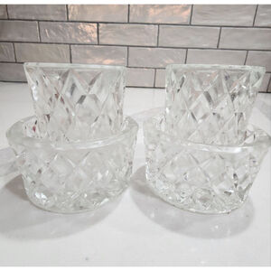 Vintage Pressed Glass Salt Cellars & Toothpick Holders – Matching sets, 4 Pcs